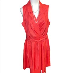 Vintage Shelby & Palmer sleeveless Coral dress with matching belt, size‎ 16 W